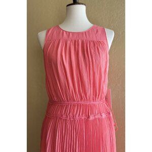 Lewit Womens Coral Chiffon Pleated Crinkle Silk Maxi Dress Size 6 12 $399